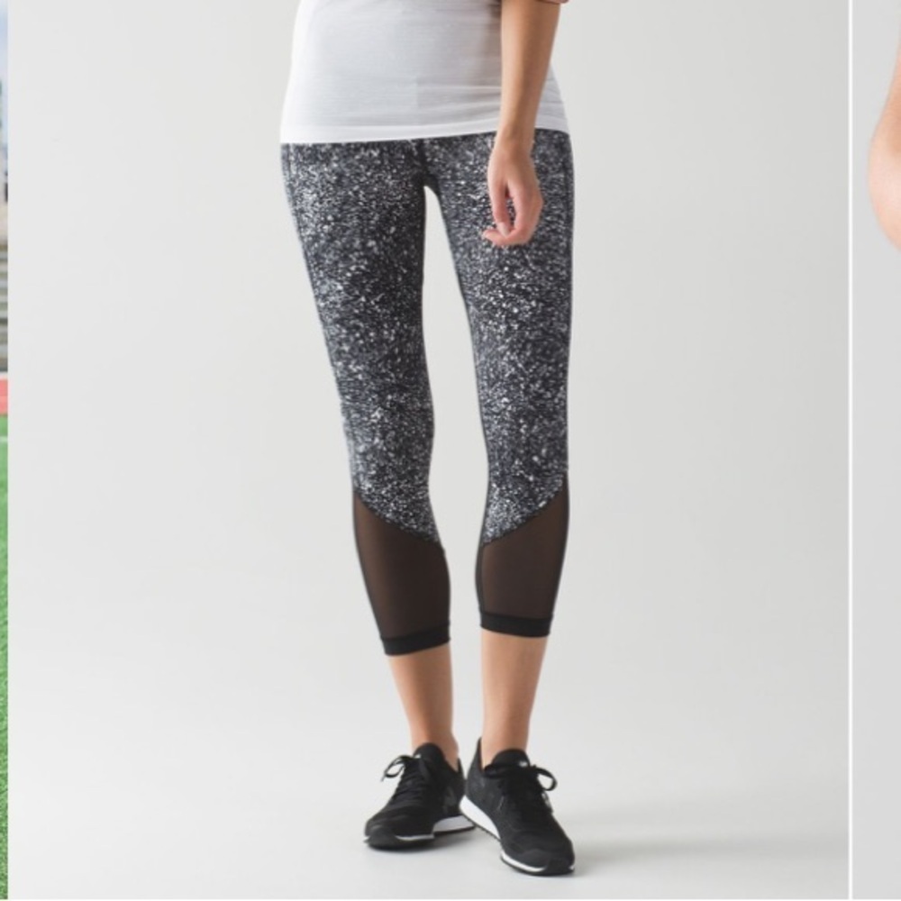 Lululemon Pace Rival Crop (Marathon) Splatter White Black size 8